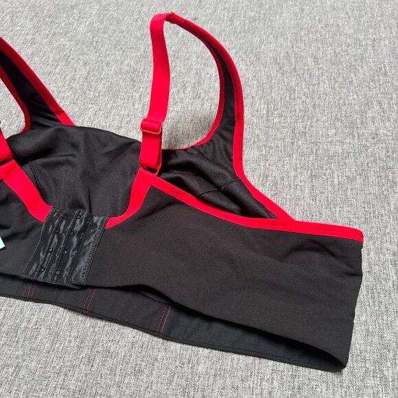 Goddess Sport Wireless Sports Bra, Black/Red 44C - Picture 3 of 8